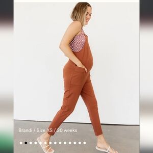 Storq Maternity Anytime Overalls, Medium, Cinnamon